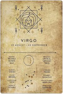 Starotore Virgo Metal Tin Signs Virgo Overview Infographic Aluminum Posters Zodiac Signs Print Retro Plaque Decoration Home Club Bedroom Wall Art Decor 8x12 Inches - Virgo Poster for men