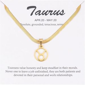 Women's Zodiac Sign Choker Necklace Spiritual Horoscope Jewelry Birthday Gift Gold Plated Stainless Steel Snake Chain - Taurus Products for men