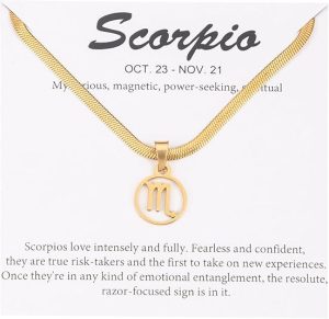 Women's Zodiac Sign Choker Necklace Spiritual Horoscope Jewelry Birthday Gift Gold Plated Stainless Steel Snake Chain - Scorpio Products for men