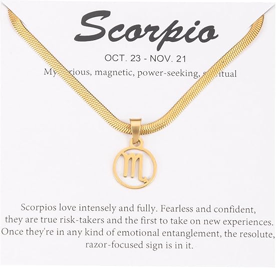 Women's Zodiac Sign Choker Necklace Spiritual Horoscope Jewelry Birthday Gift Gold Plated Stainless Steel Snake Chain - Scorpio Products for men