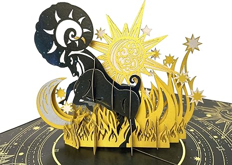 iGifts And Cards Aries Zodiac Star Sign Birthday 3D Pop Up Greeting Card – Astrological Gift For Him, Her, Ram Astrological Present, Fun Horoscope Anniversary, Celestial Body Card For Mom, Dad 5"X7" - Aries for men