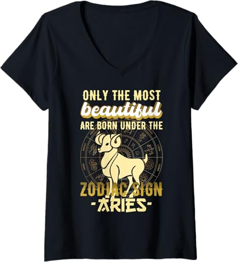 Womens Aries Zodiac Sign Astrology V-Neck T-Shirt - Aries T-Shirt for men