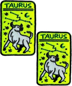 Heiorpai 2Pcs 12 Signs of The Zodiac Taurus Constellation Patch Embroidered Cool Iron On or Sew On Patches (Color：Taurus) - Taurus for men