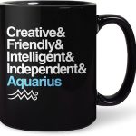 BootsTees Zodiac Mugs, Star Sign Coffee Mug with Zodiac Horoscope Traits, Astrology Gift, 11oz Black (Aquarius) - Aquarius Mug for men