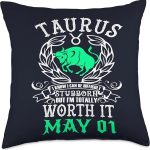 Taurus Zodiac Sign May 01 Women Men Birthday Party Throw Pillow - Taurus Pillow for men