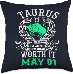 Taurus Zodiac Sign May 01 Women Men Birthday Party Throw Pillow - Taurus Pillow for men