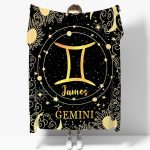 Personalized Gemini Blanket, Soft Flannel Horoscope Throws Cozy Lightweight Custom Blankets for Couch Bed Sofa, Practical Gift Unisex Large 80"×60" for Adult/Double - Gemini Blanket for men