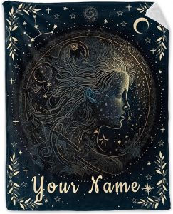 Custom Virgo Throw Blanket for Girls, 50" x 60" Inches Soft Cozy Zodiac Blankets for Boys Teens, Aesthetic Constellation Throw Gifts for Couch, Bed & Travel - Virgo Blanket for men