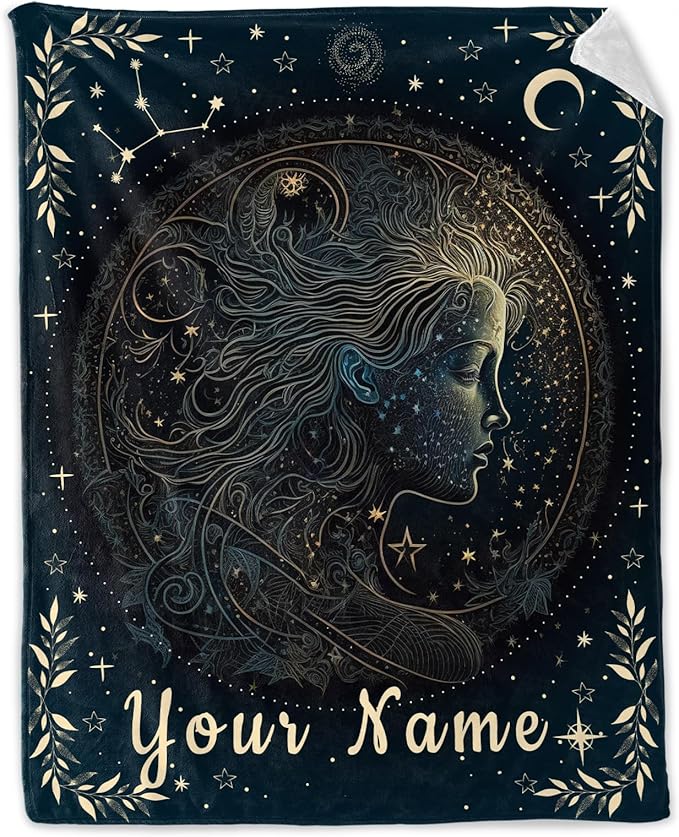 Custom Virgo Throw Blanket for Girls, 50" x 60" Inches Soft Cozy Zodiac Blankets for Boys Teens, Aesthetic Constellation Throw Gifts for Couch, Bed & Travel - Virgo Blanket for men