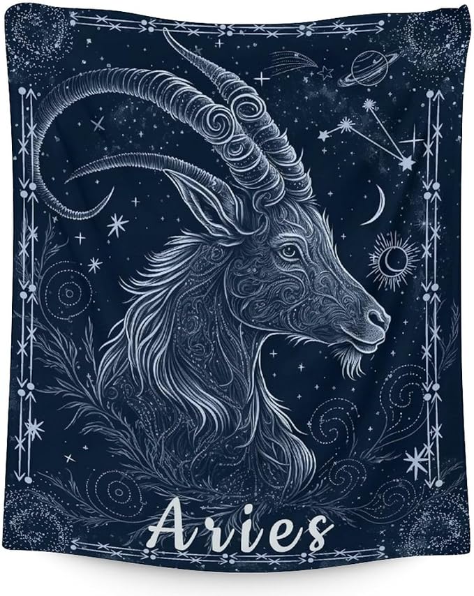 Aries Throw Blanket for Boys - 50" x 60" Inches Aesthetic Aries Blanket Gift for Kids - Soft Cozy Throws for Couch, Bed & Travel - Aries Blanket for men