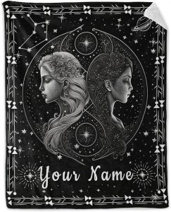 Personalized Gemini Throw Blanket for Women, 50" x 60" Inches Soft Zodiac Blankets for Boys Girls, Aesthetic Constellation Throw Gifts for Couch, Bed & Travel - Gemini Blanket for men