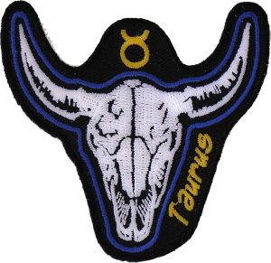 Taurus Skull Zodiac Sign Patch, Skull Patches - Taurus for men