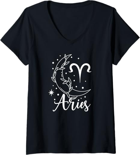 Womens Aries Zodiac Sign Aries Birthday Aries Astrology V-Neck T-Shirt - Aries T-Shirt for men