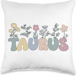 Groovy Taurus Zodiac Sign Taurus Birthday Taurus Horoscope Throw Pillow - Taurus Pillow for men
