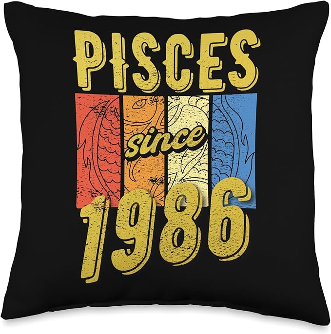 Zodiac Sign Pisces Birthday 1986 Throw Pillow - Pisces Pillow for men