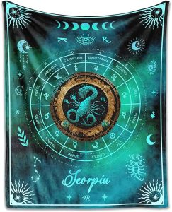 Scorpio Blanket Gifts, 50" x 40" Rectangular Flannel Zodiac Throw Blanket Cozy, Gift for Boys Girls Teen Women Men Tarot Cards Lovers Birthday Anniversary Festival - Scorpio Products for men