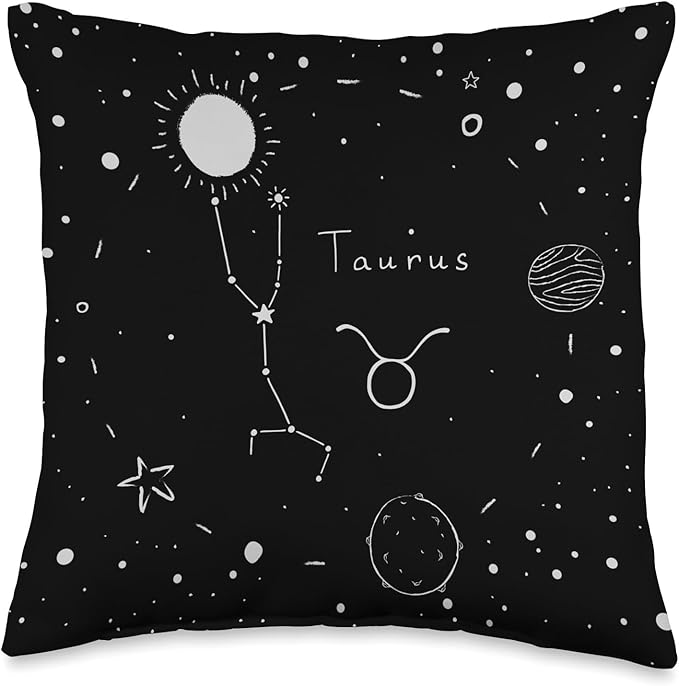 Taurus Astrology Celestial Zodiac Sign Aesthetic Throw Pillow - Taurus Pillow for men