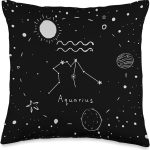 Aquarius Astrology Celestial Zodiac Sign Aesthetic Throw Pillow - Aquarius Pillow for men