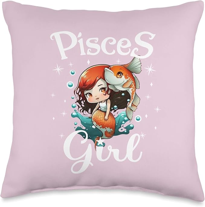 Pisces Shirt For Women Zodiac Sign Birthday Pisces Girl Throw Pillow - Pisces Pillow for men