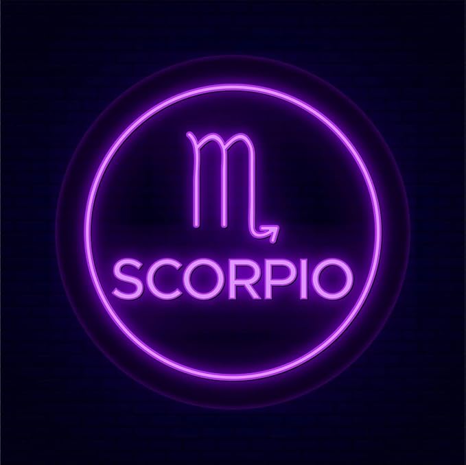 Scorpio Zodiac Horoscope Neon Signs, Constellation Led Light Signs for Birthday Party, Wall Décor, Christmas Decorations, Zodiac Gifts for Kids, Teens, Women, Men, 12"w x 12"h x 1"d Circular Design - Scorpio Canvas for men