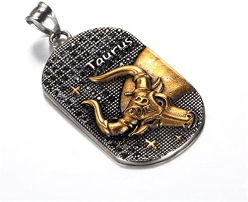 Scorpio 12 Constellations Necklace Gifts Gold Color Stainless Steel Amulet Pendant Zodiac Sign Jewelry DH1H9 (Taurus-55cm) - Taurus Products for men