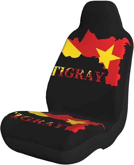 Tigray Region Map Flag Front Car Seat Covers 2piece Thickened Fabric Universal Fit Car Seat Cover Automotive Seat Covers for Most Car SUV Trucks Sedan Black - Aries Car Seat Cover for men