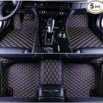 Custom Faux Leather Car Floor Mats Fit for 98% Sedan SUV Sports Car Full Coverage Cute Men Women Car Mat Carpets (Black Gold) - Virgo Car Floor Mat for men