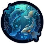 Pisces Zodiac Sign Celestial Astrology Sticker - 5" Laptop Sticker - Waterproof Vinyl for Car, Phone, Water Bottle - Pisces Decal - Pisces Car Accessories for men