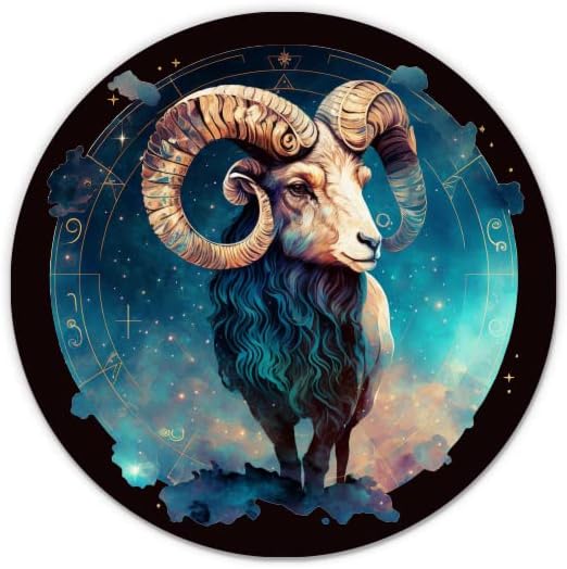 Aries Zodiac Sign Celestial Astrology Sticker - 3" Laptop Sticker - Waterproof Vinyl for Car, Phone, Water Bottle - Aries Decal - Aries Sticker for men