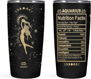 Aquarius Gifts for Women: 20 OZ Astrology Tumbler Cup, Witchy Gothic Gifts Stainless Steel Insulated Constellation Tumbler - Aquarius Mug for men
