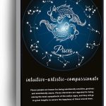 Pisces Zodiac Canvas Prints Astrology Wall Art Poster Personalized Zodiac Gift For Home Office School Wall Decor Framed Artwork(Wood Framed 16" X 20") - Pisces Canvas for men