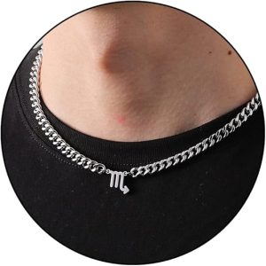 Stocking Stuffers - Zodiac Sign Necklace for Men Boys Women, Stainless Steel Constellation Horoscope Astrology Pendant necklace, Cuban chain 18+2 inches - Scorpio Products for men