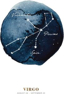 Virgo - Zodiac Sign Illustration Star Signs Poster Cardstock Art Print (12" x 16" inches) - Virgo Poster for men