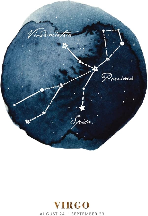 Virgo - Zodiac Sign Illustration Star Signs Poster Cardstock Art Print (12" x 16" inches) - Virgo Poster for men