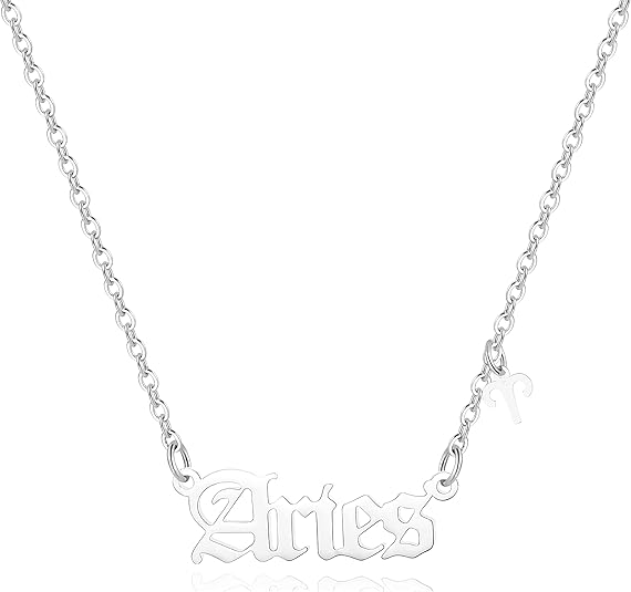 Zodiac Necklace,Zodiac Sign Pendant Necklace for Women,18K Gold Plated - Aries Necklace for men