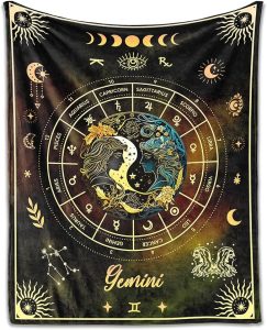 Gemini Blanket Gifts, 40" x 30" Rectangular Flannel Zodiac Throw Blanket Cozy, Gift for Boys Girls Teen Women Men Tarot Cards Lovers Birthday Anniversary Festival - Gemini Blanket for men
