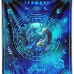 Pisces Blanket Gifts, 40" x 30" Rectangular Flannel Zodiac Throw Blanket Cozy, Gift for Boys Girls Teen Women Men Tarot Cards Lovers Birthday Anniversary Festival - Pisces Home Decor for men
