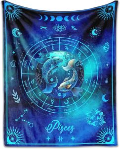 Pisces Blanket Gifts, 40" x 30" Rectangular Flannel Zodiac Throw Blanket Cozy, Gift for Boys Girls Teen Women Men Tarot Cards Lovers Birthday Anniversary Festival - Pisces Home Decor for men