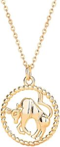12 Constellation Necklace Geometric Round Hollow Zodiac Sign Pendant Necklace for Women Men Personalized Jewelry - Taurus Products for men