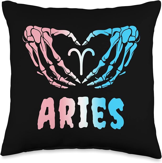 Aries Zodiac Sign Trans Pride Transgender LGBTQ Goth Gothic Throw Pillow - Aries Pillow for men