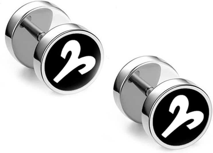 Surgical Stainless Steel Earrings Nickel Free, Constellation Earrings Zodiac Sign Screw-Back Hypoallergenic Earrings for Men - Aries Ring for men