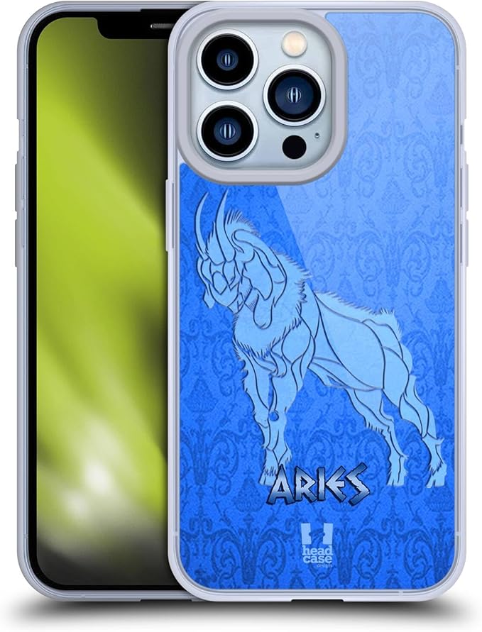 Head Case Designs Aries Zodiac Signs Gel Case [Military Grade Protection] Compatible with Apple iPhone 13 Pro and Compatible with MagSafe - Aries Phone Case for men