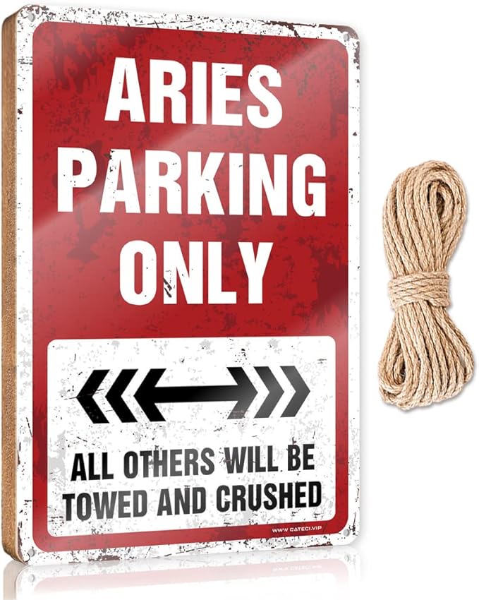 Love Signs for Home Decor Wall Aries Parking Only Wooden Sign Posters for Boys Room Farmhouse Bathroom Sign (Size : 20X30CM) - Aries Poster for men