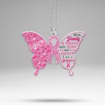 Breast Cancer Gift for Women, Pink Butterfly Ribbon Car Hanging Ornament, Warrior Acrylic Ornament, Breast Cancer Pendant for Rear View Mirror Car, Accessories Gift for Mothers Day - Cancer Car Accessories for men