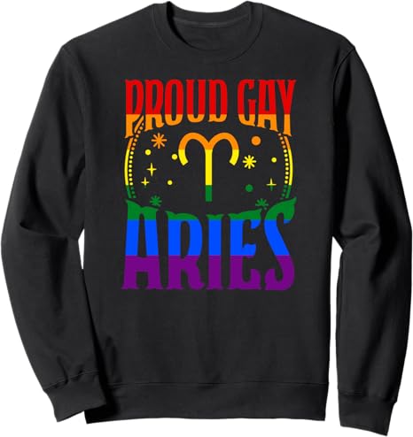 Proud Gay Aries Zodiac Horoscope Sign Symbol Aesthetic Sweatshirt - Aries Sweatshirt for men