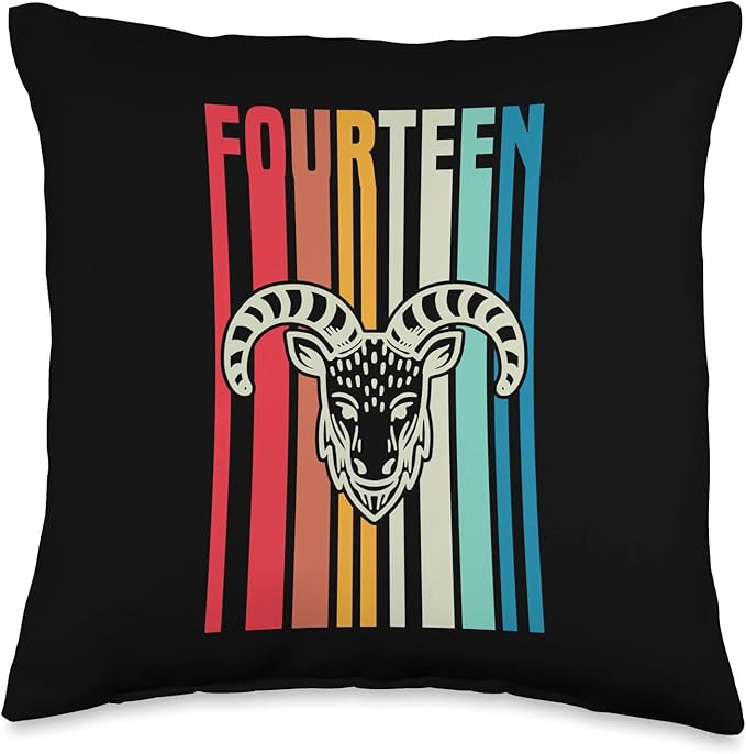 Retro Vintage Style Aries Sign 14th Birthday Party Supply Throw Pillow - Aries Pillow for men
