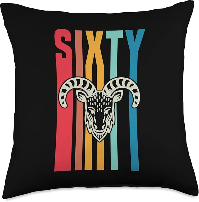 Retro Vintage Style Aries Birthday Party Supply Retro Vintage Style Aries Sign 60th Birthday Party Supply Throw Pillow, 18x18, Multicolor - Aries Pillow for men