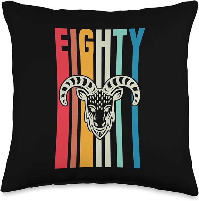 Retro Vintage Style Aries Sign 80th Birthday Party Supply Throw Pillow - Aries Pillow for men