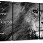 Inspirational Lion Wall Art 3 Pieces Poster Motivational Canvas Positive Wall Art Quotes Success Canvas Artwork Picture Print Framed for Home Office Living Room Gym Wall Decor [36''Wx 16''H] - Leo Canvas for men