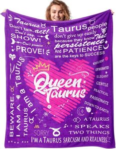 Taurus Zodiac Throw Blanket - 50"x60", Skin-Friendly Fleece with Original Design and Quotes, Ideal May Birthday Gift - Taurus Products for men